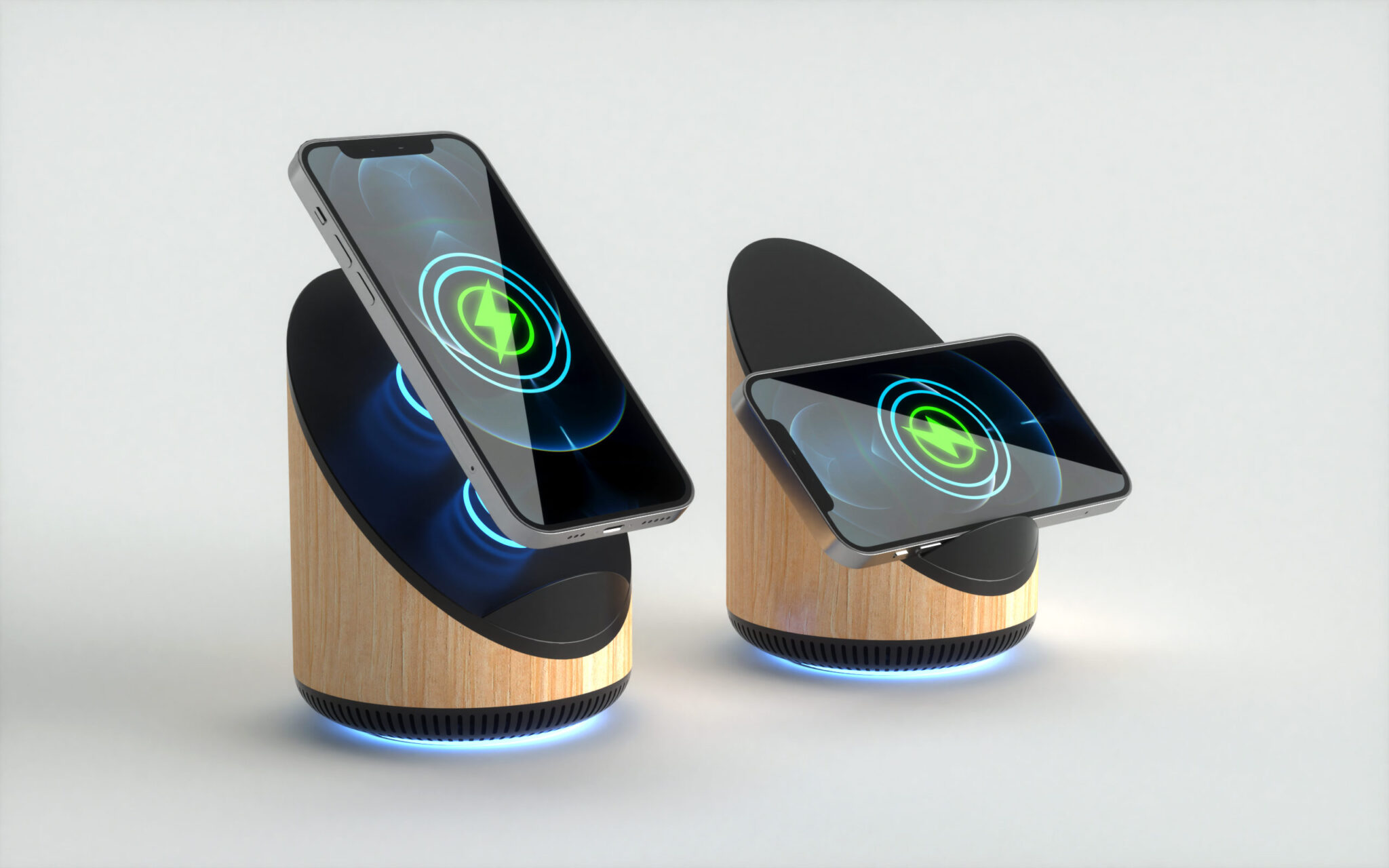 Bamboo Wireless Charging Bluetooth Speaker and Stand - Jmtek